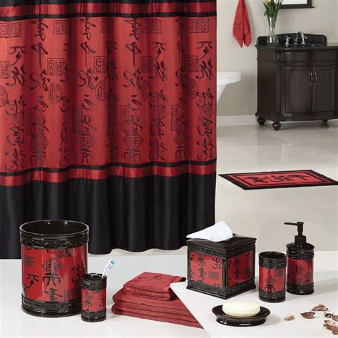 black and red bathroom accessories set|red bathroom complete set.